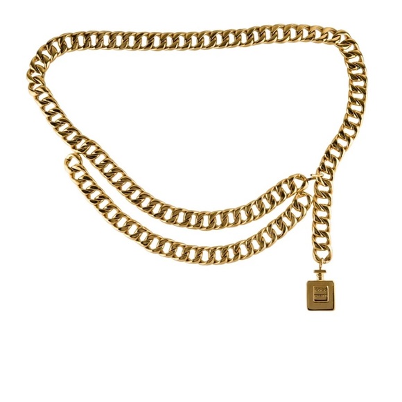 Chanel Vintage 1980s Coco Chanel Perfume Bottle Chunky Chain Belt - Picture 1 of 2